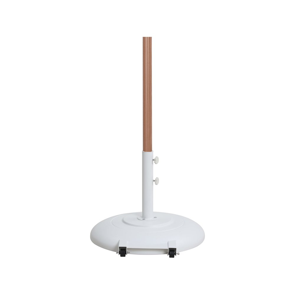 Fiji Beige Fabric / Matte White Aluminum Patio Umbrella with Base Sets