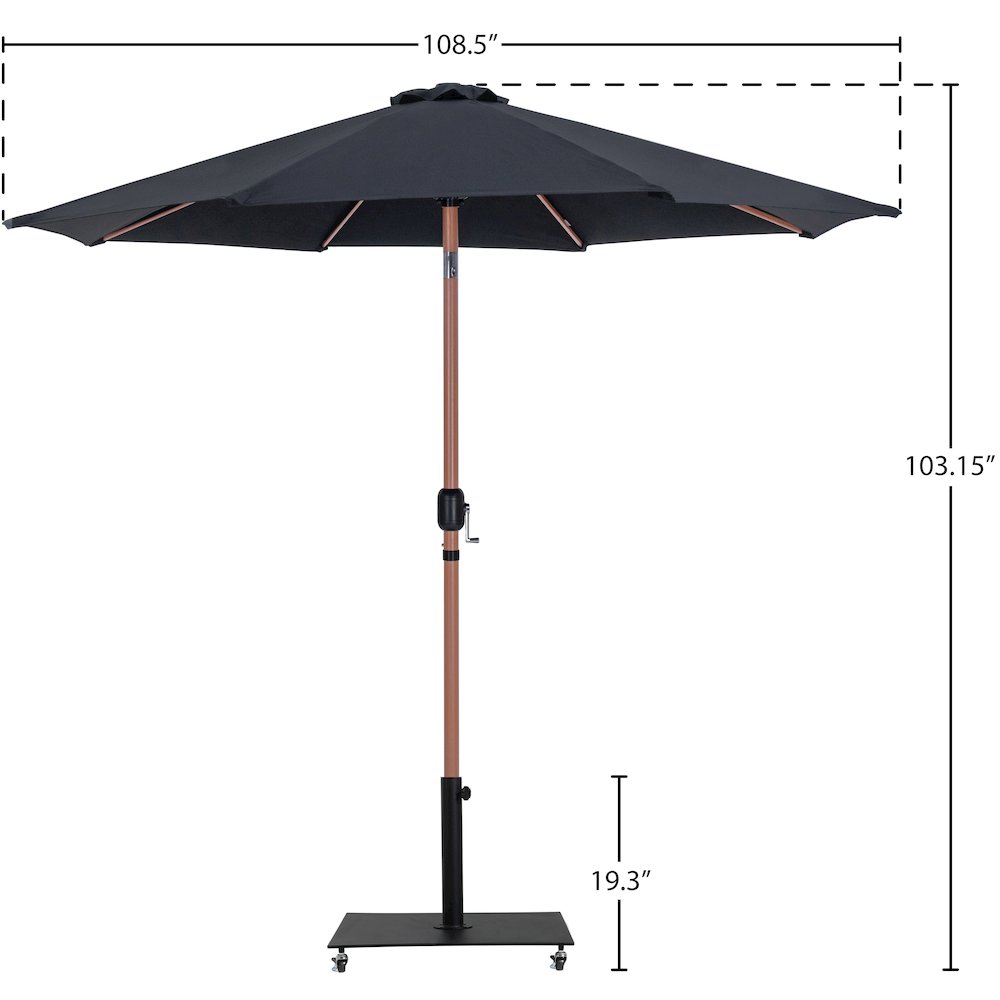 Fiji Black Fabric / Matte Black Aluminum Patio Umbrella with Base Sets