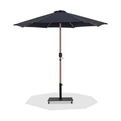 Fiji Black Fabric / Matte Black Aluminum Patio Umbrella with Base Sets
