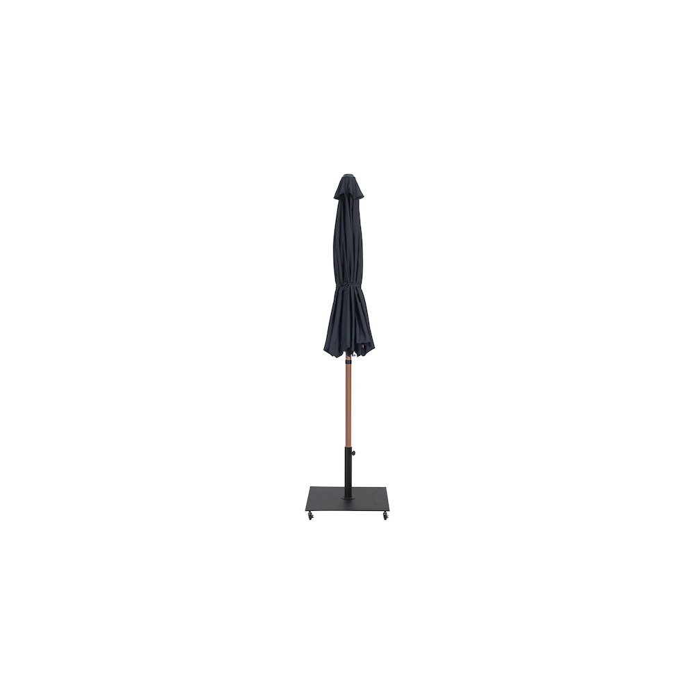 Fiji Black Fabric / Matte Black Aluminum Patio Umbrella with Base Sets