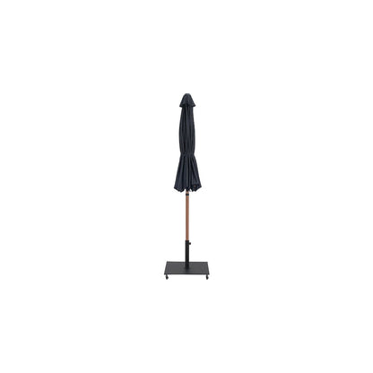 Fiji Black Fabric / Matte Black Aluminum Patio Umbrella with Base Sets