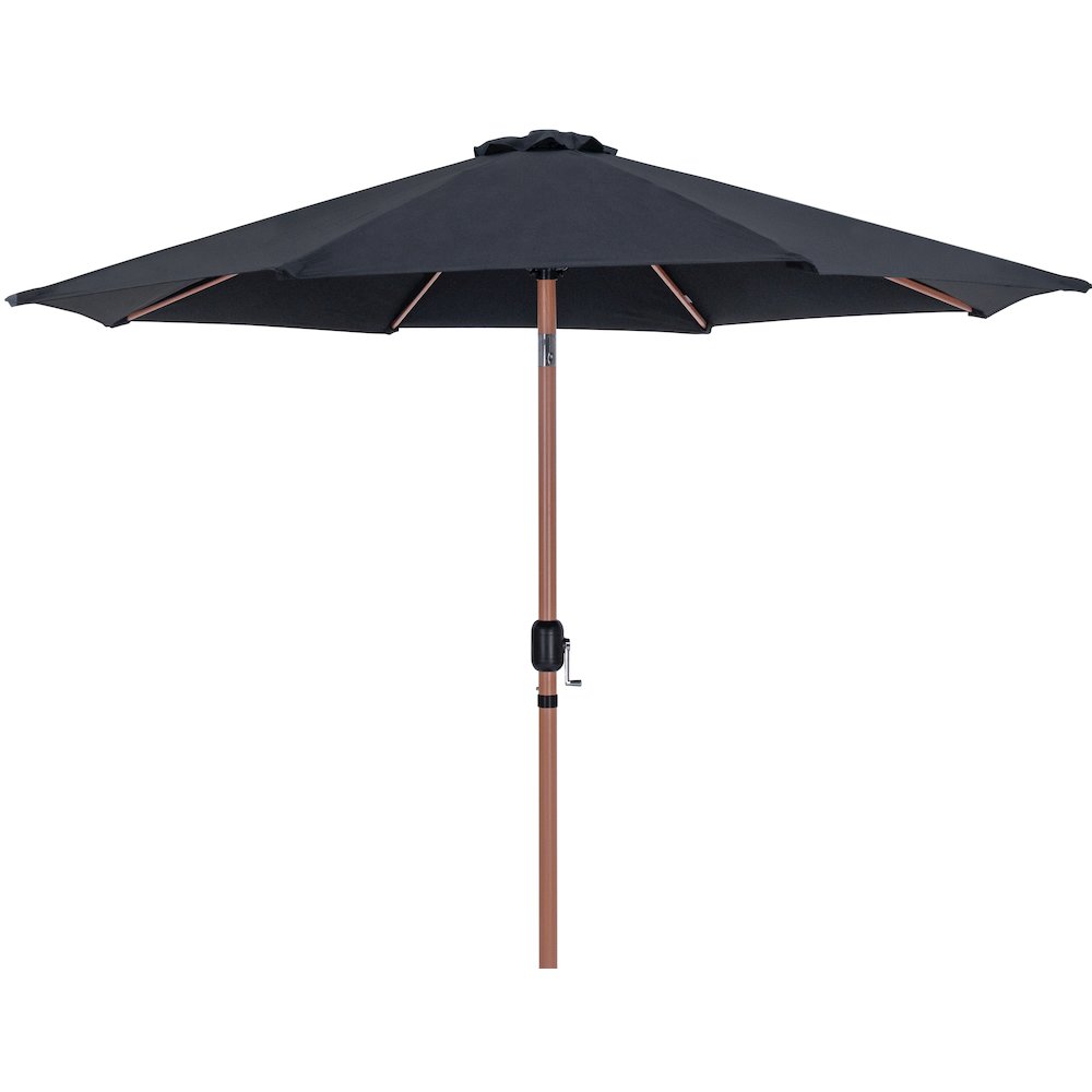 Fiji Black Fabric / Matte Black Aluminum Patio Umbrella with Base Sets