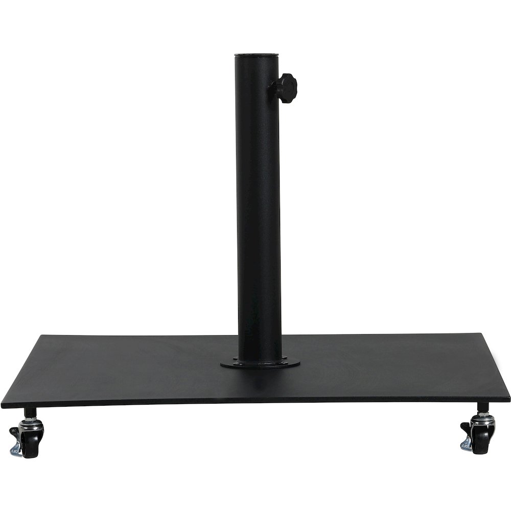 Fiji Black Fabric / Matte Black Aluminum Patio Umbrella with Base Sets
