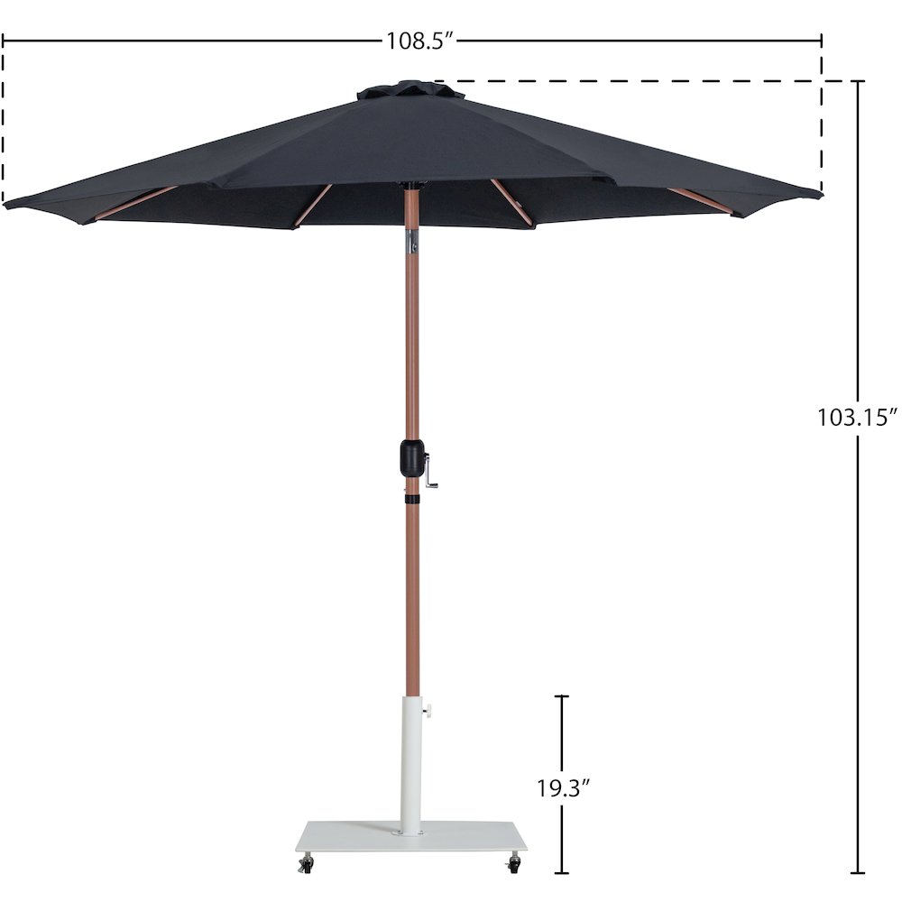 Fiji Black Fabric / Matte White Aluminum Patio Umbrella with Base Sets
