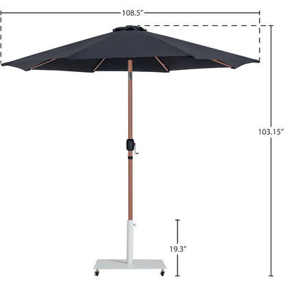 Fiji Black Fabric / Matte White Aluminum Patio Umbrella with Base Sets