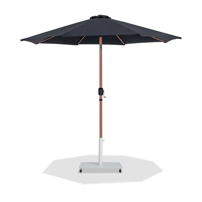Fiji Black Fabric / Matte White Aluminum Patio Umbrella with Base Sets