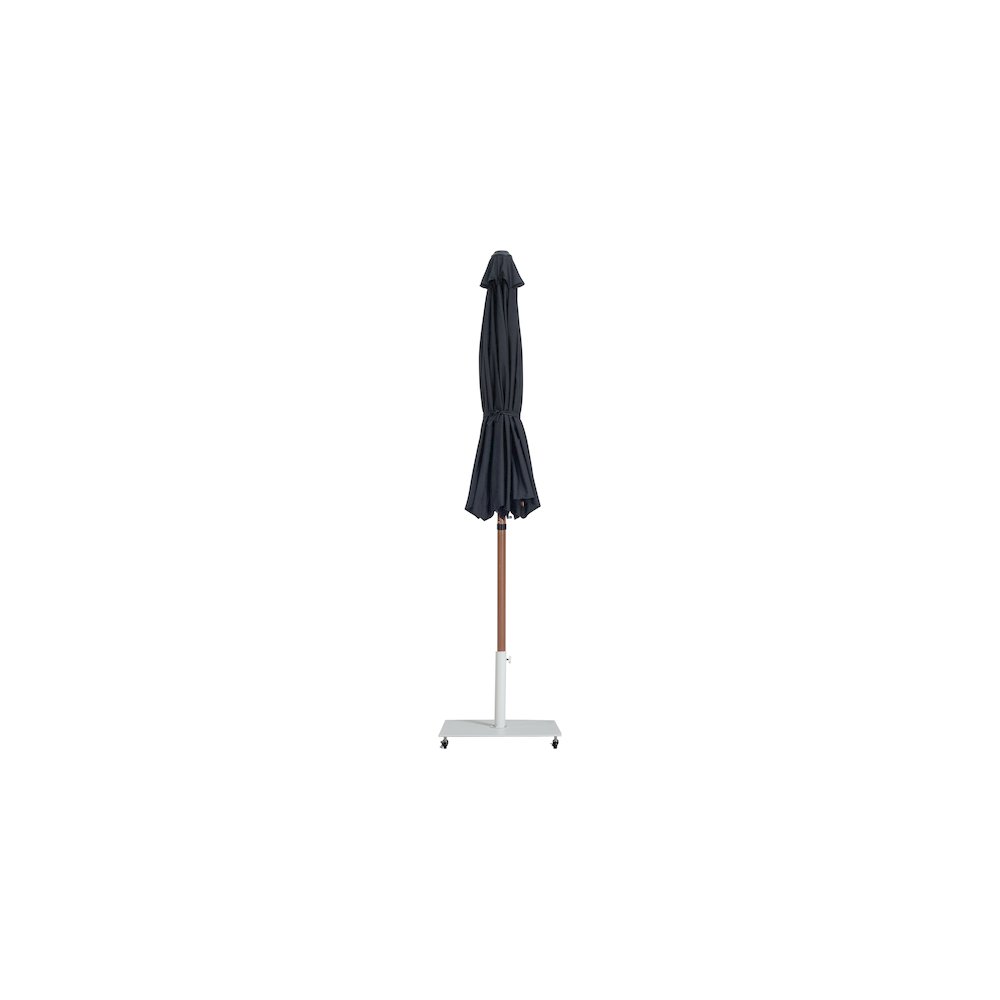 Fiji Black Fabric / Matte White Aluminum Patio Umbrella with Base Sets
