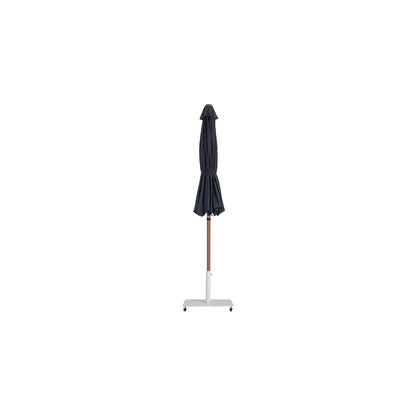 Fiji Black Fabric / Matte White Aluminum Patio Umbrella with Base Sets