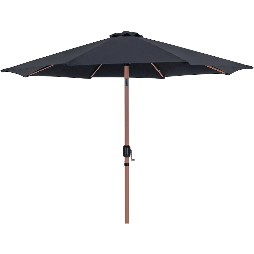 Fiji Black Fabric / Matte White Aluminum Patio Umbrella with Base Sets