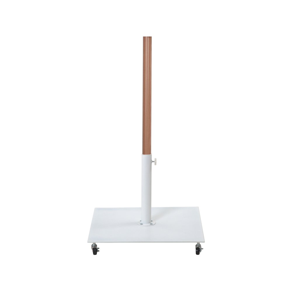 Fiji Black Fabric / Matte White Aluminum Patio Umbrella with Base Sets