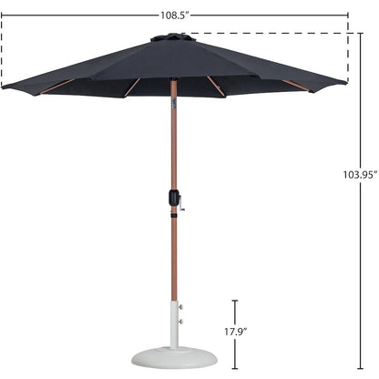 Fiji Black Fabric / Matte White Aluminum Patio Umbrella with Base Sets