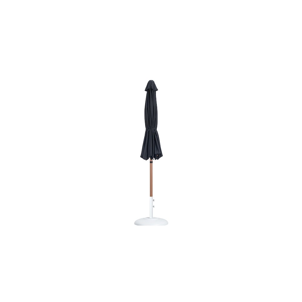 Fiji Black Fabric / Matte White Aluminum Patio Umbrella with Base Sets