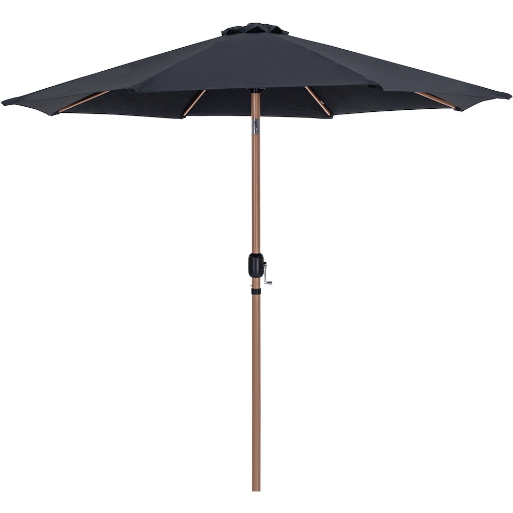 Fiji Black Fabric / Matte White Aluminum Patio Umbrella with Base Sets