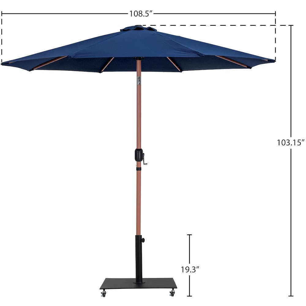 Fiji Navy Fabric / Matte Black Aluminum Patio Umbrella with Base Sets