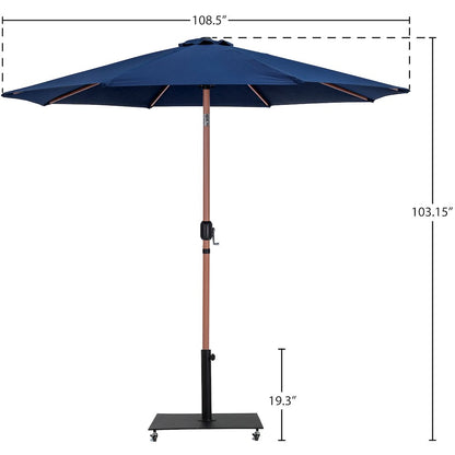 Fiji Navy Fabric / Matte Black Aluminum Patio Umbrella with Base Sets