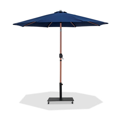 Fiji Navy Fabric / Matte Black Aluminum Patio Umbrella with Base Sets