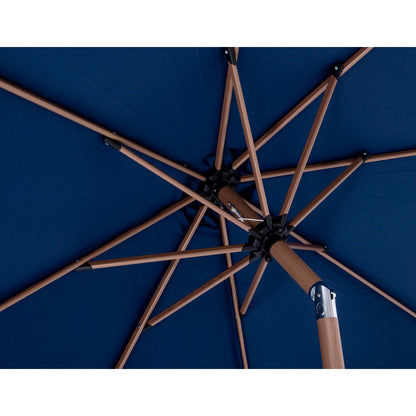 Fiji Navy Fabric / Matte Black Aluminum Patio Umbrella with Base Sets