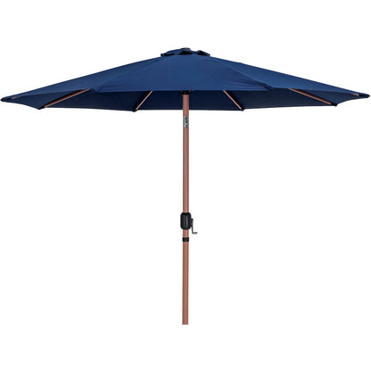 Fiji Navy Fabric / Matte Black Aluminum Patio Umbrella with Base Sets