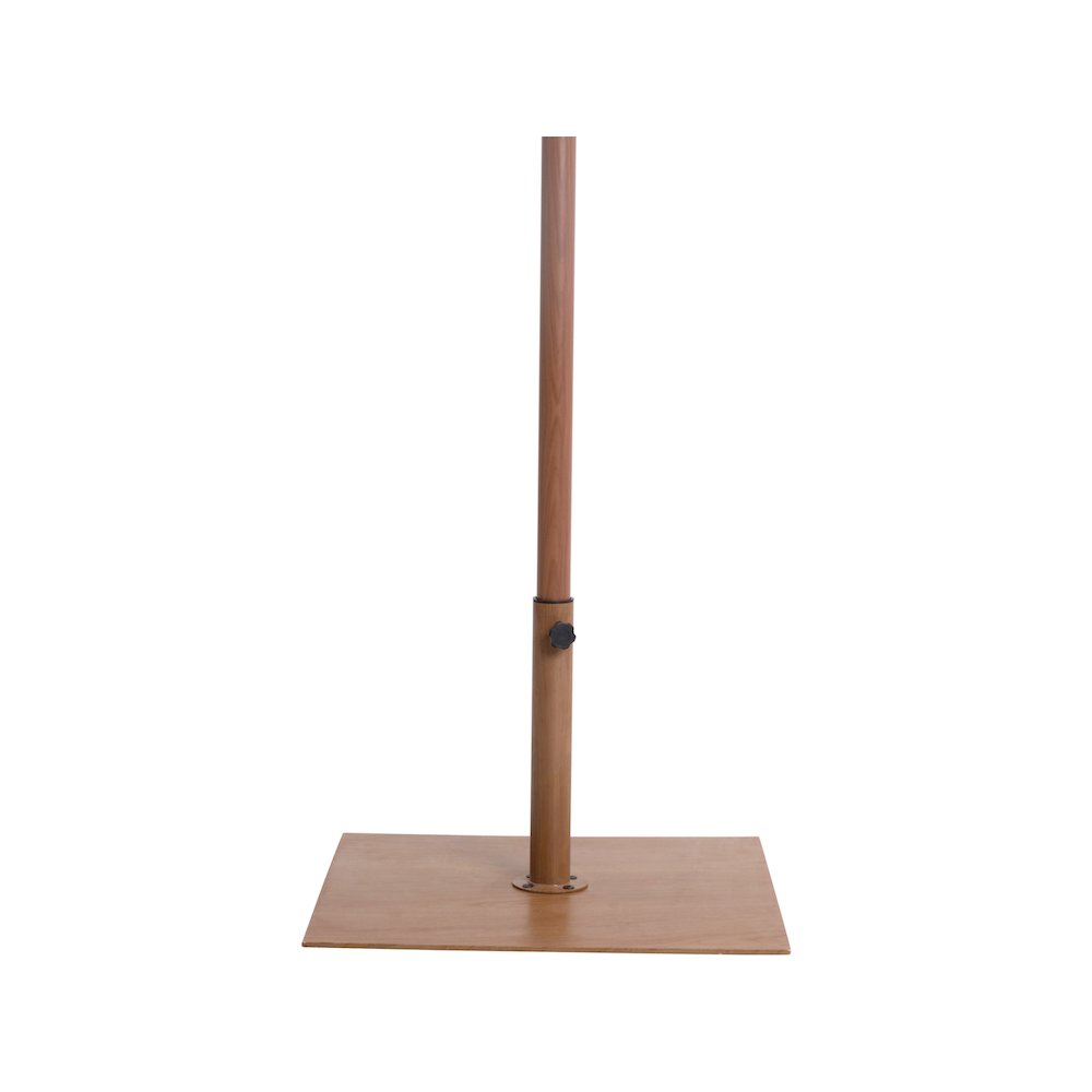 Fiji Navy Fabric / Teak Aluminum Patio Umbrella with Base Sets
