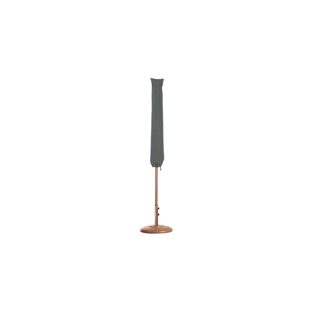 Fiji Navy Fabric / Teak Aluminum Patio Umbrella with Base Sets
