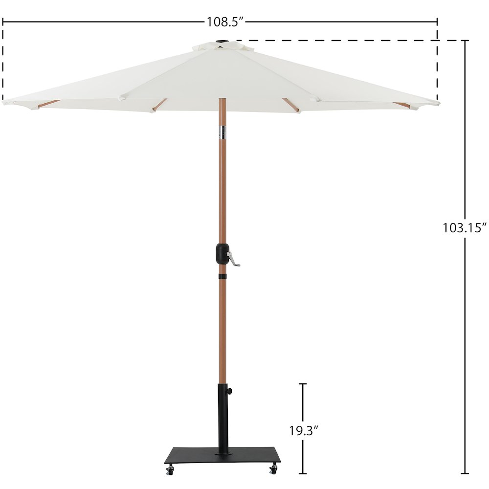 Fiji White Fabric / Matte Black Aluminum Patio Umbrella with Base Sets