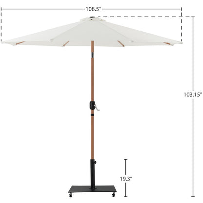 Fiji White Fabric / Matte Black Aluminum Patio Umbrella with Base Sets