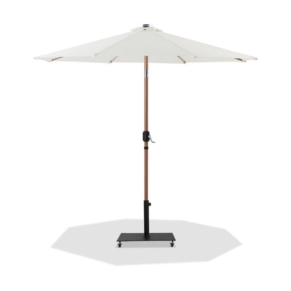 Fiji White Fabric / Matte Black Aluminum Patio Umbrella with Base Sets