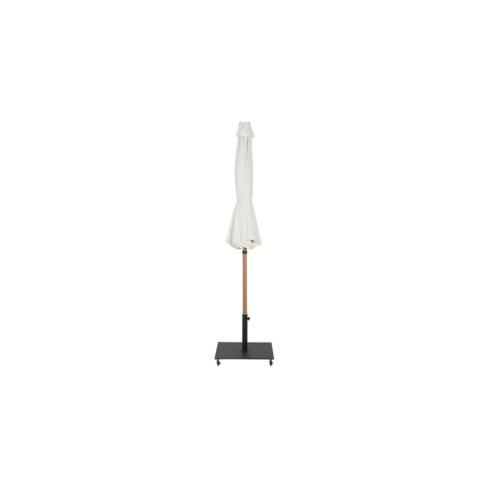 Fiji White Fabric / Matte Black Aluminum Patio Umbrella with Base Sets