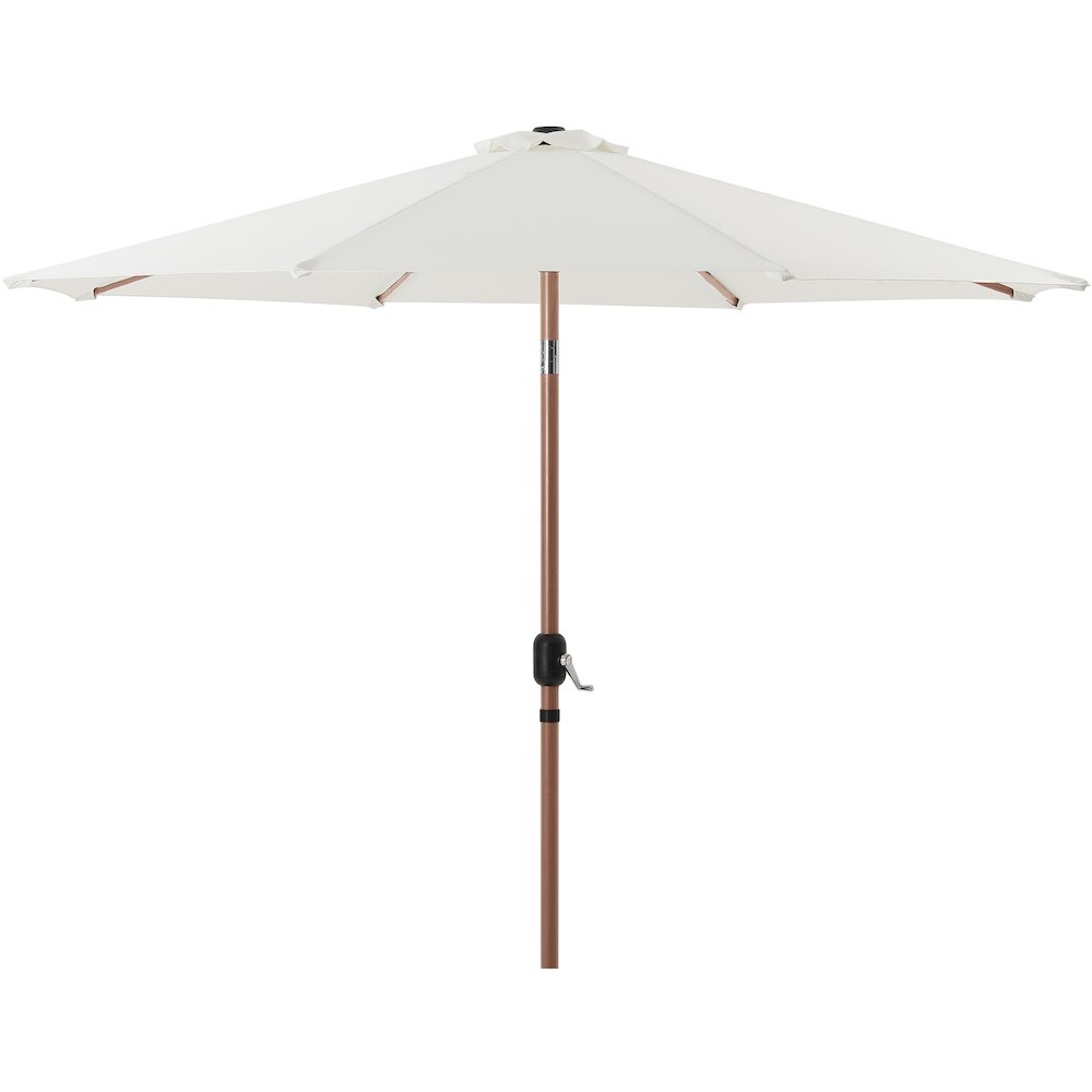Fiji White Fabric / Matte Black Aluminum Patio Umbrella with Base Sets