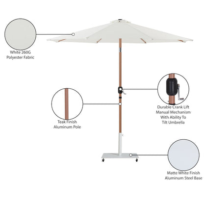 Fiji White Fabric / Matte White Aluminum Patio Umbrella with Base Sets