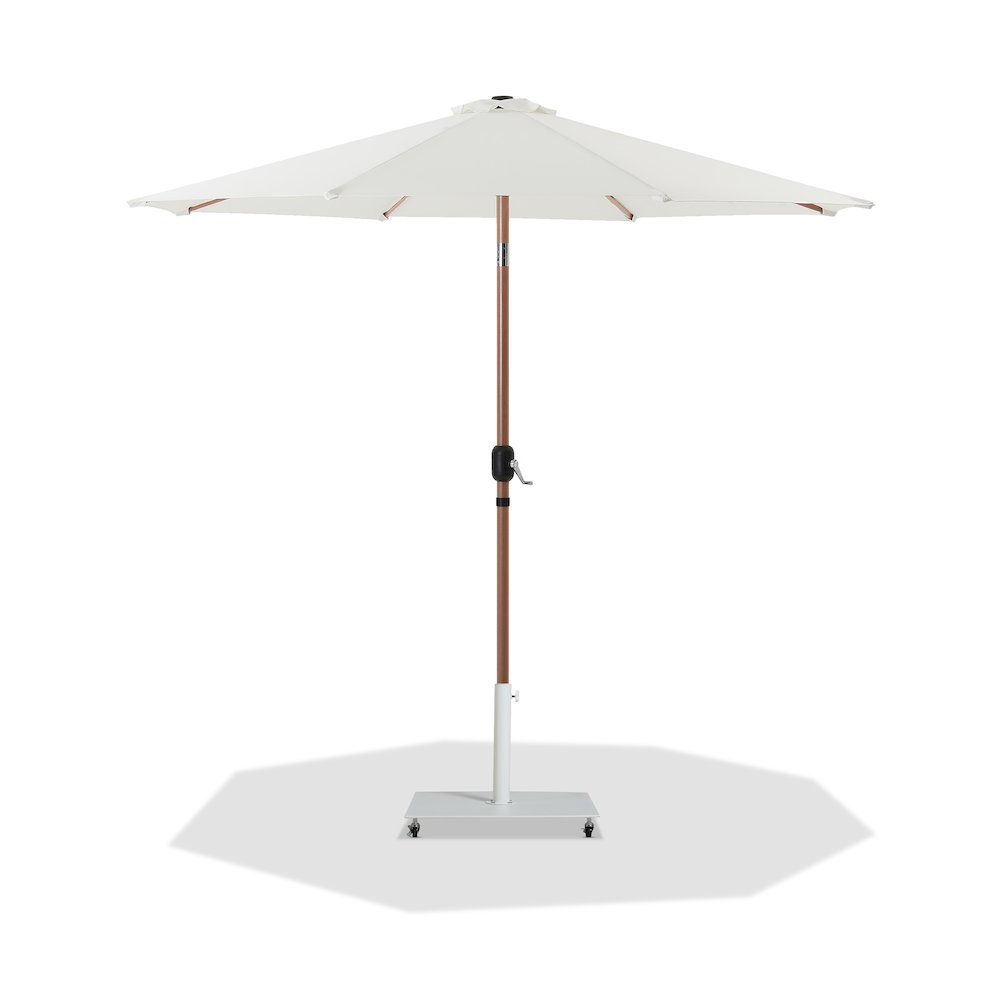 Fiji White Fabric / Matte White Aluminum Patio Umbrella with Base Sets