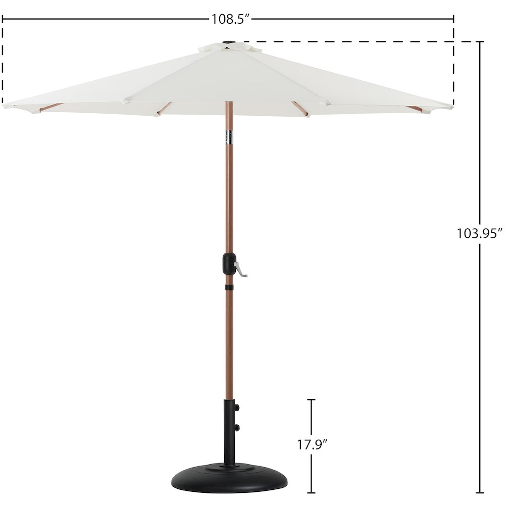Fiji White Fabric / Matte Black Aluminum Patio Umbrella with Base Sets