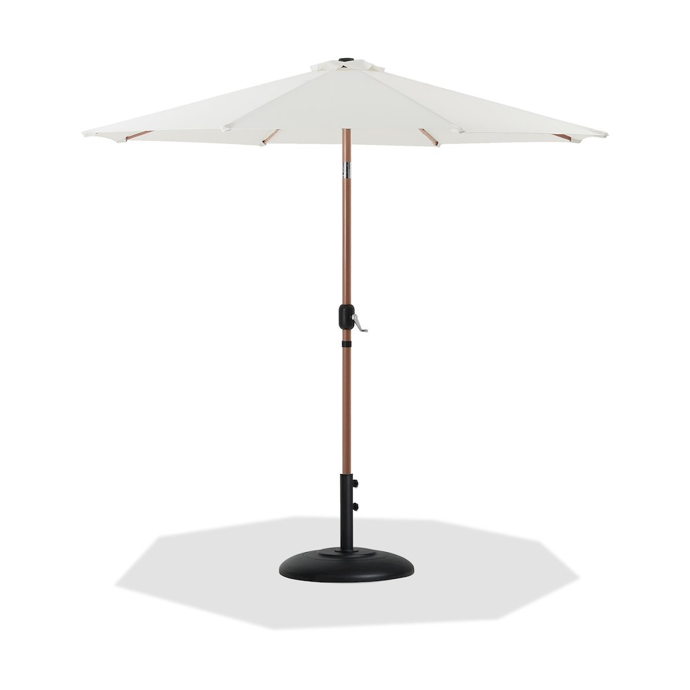 Fiji White Fabric / Matte Black Aluminum Patio Umbrella with Base Sets