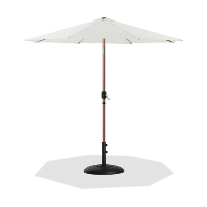 Fiji White Fabric / Matte Black Aluminum Patio Umbrella with Base Sets