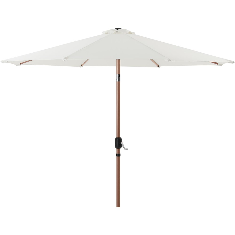 Fiji White Fabric / Matte Black Aluminum Patio Umbrella with Base Sets