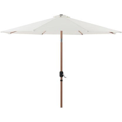 Fiji White Fabric / Matte Black Aluminum Patio Umbrella with Base Sets