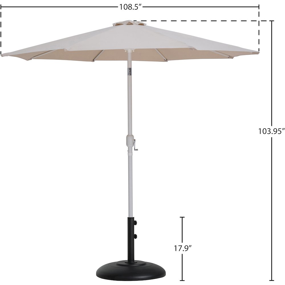 Fiji Beige Fabric / Matte Black Aluminum Patio Umbrella with Base Sets