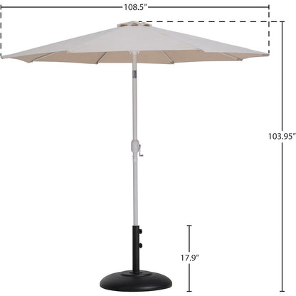 Fiji Beige Fabric / Matte Black Aluminum Patio Umbrella with Base Sets