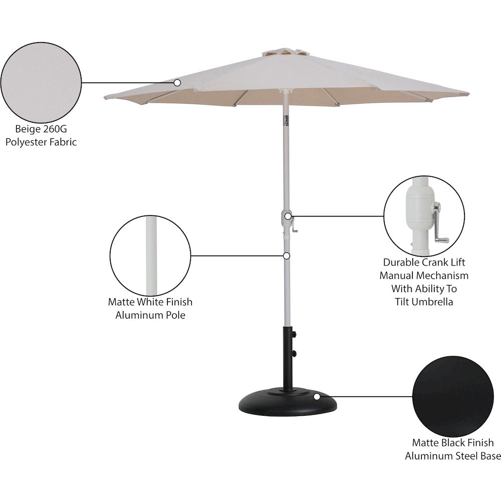 Fiji Beige Fabric / Matte Black Aluminum Patio Umbrella with Base Sets