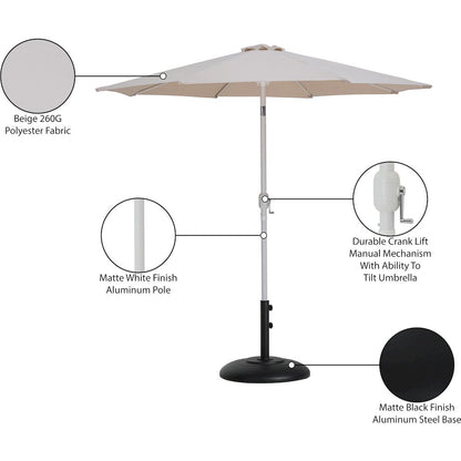 Fiji Beige Fabric / Matte Black Aluminum Patio Umbrella with Base Sets