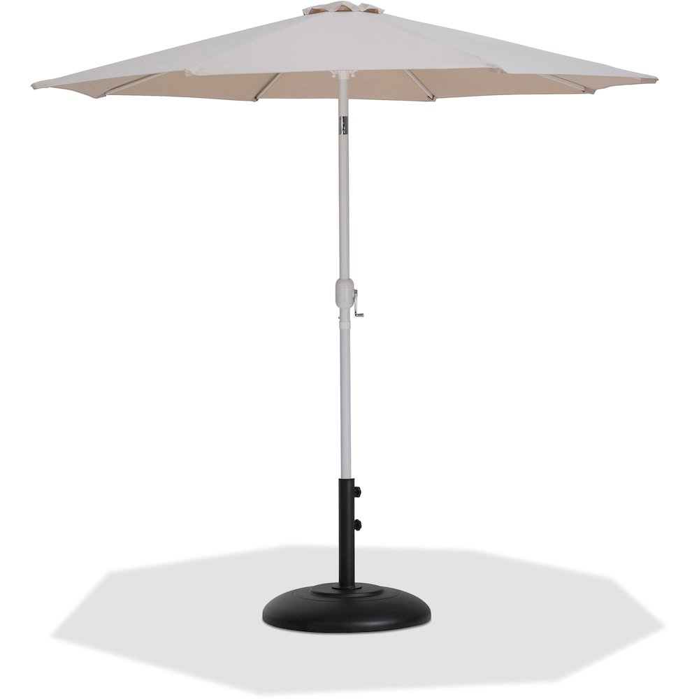 Fiji Beige Fabric / Matte Black Aluminum Patio Umbrella with Base Sets