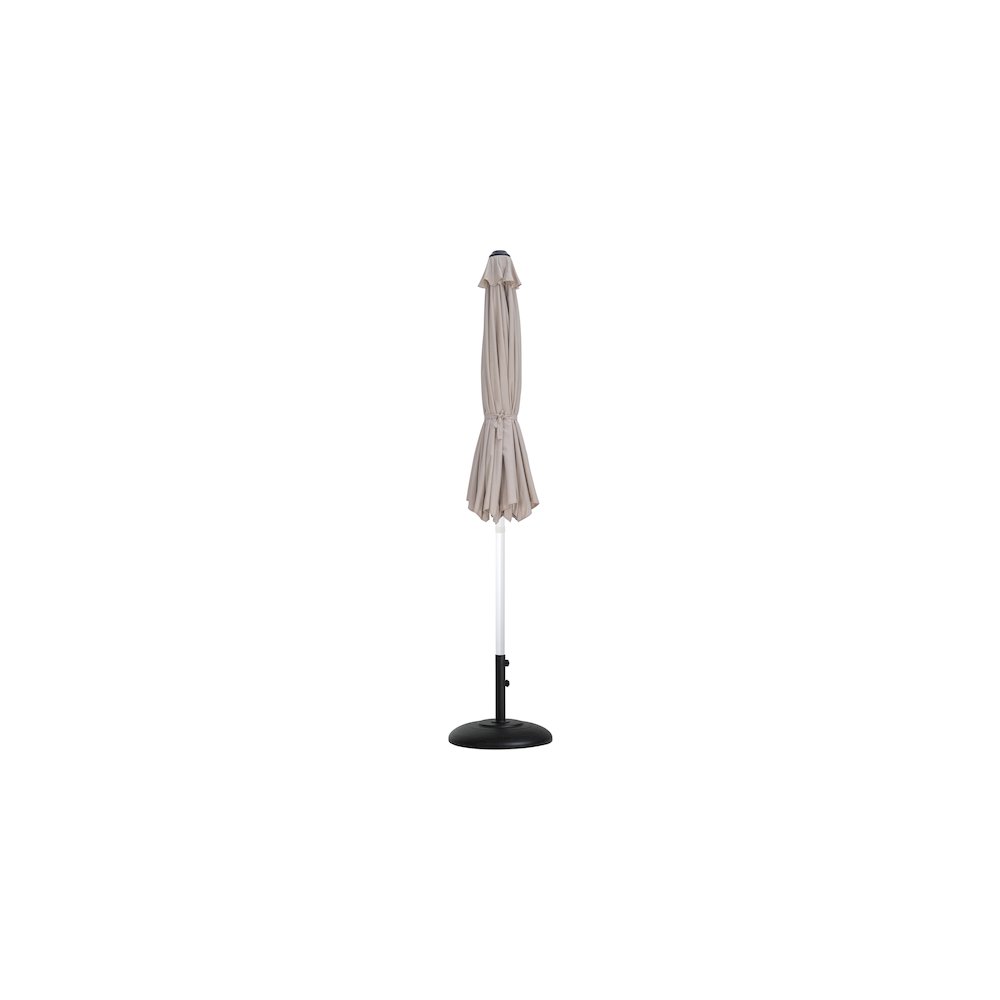 Fiji Beige Fabric / Matte Black Aluminum Patio Umbrella with Base Sets