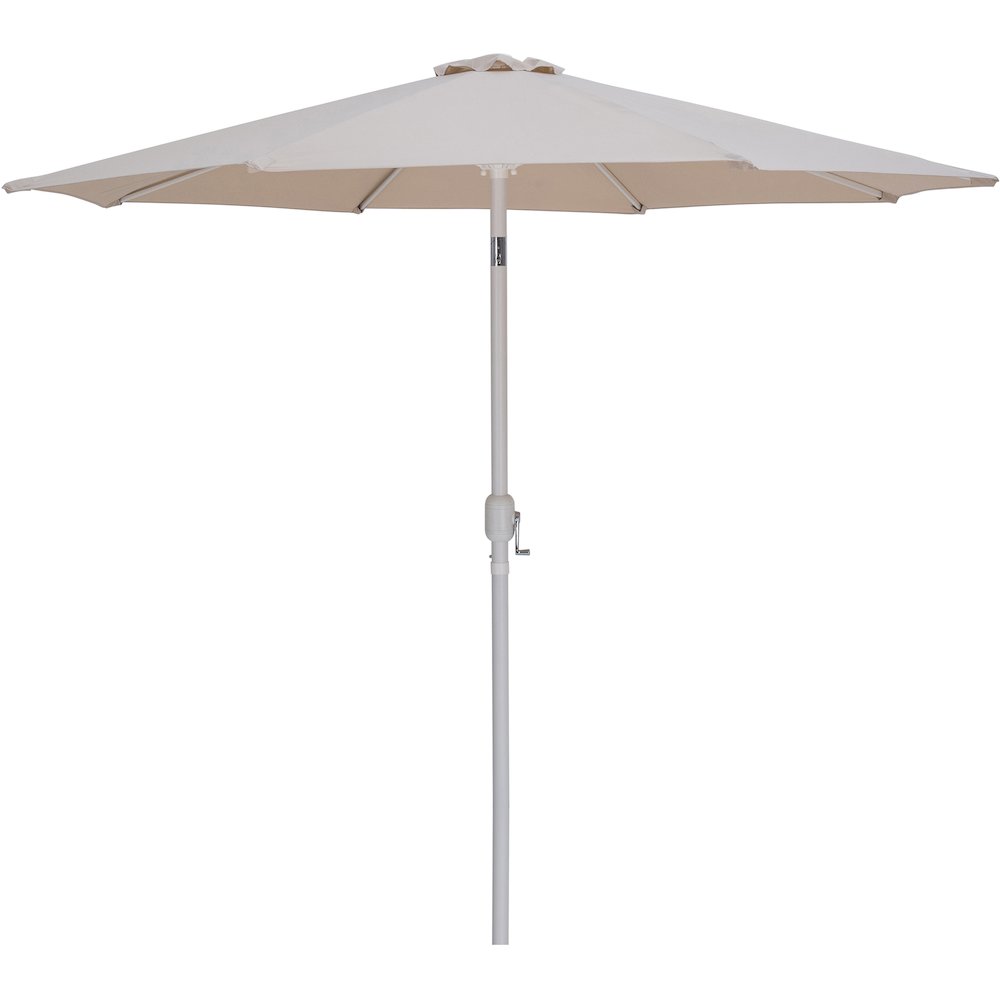 Fiji Beige Fabric / Matte Black Aluminum Patio Umbrella with Base Sets