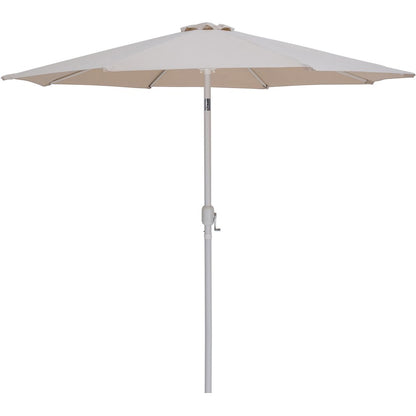 Fiji Beige Fabric / Matte Black Aluminum Patio Umbrella with Base Sets