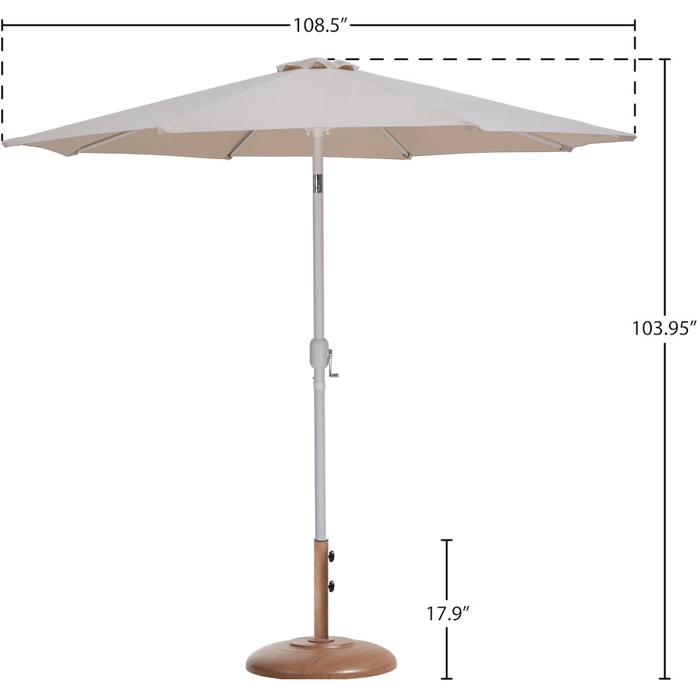 Fiji Beige Fabric / Teak Aluminum Patio Umbrella with Base Sets