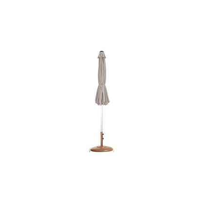 Fiji Beige Fabric / Teak Aluminum Patio Umbrella with Base Sets
