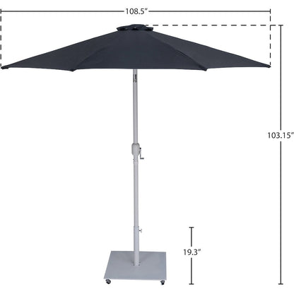 Fiji Black Fabric / Matte White Aluminum Patio Umbrella with Base Sets