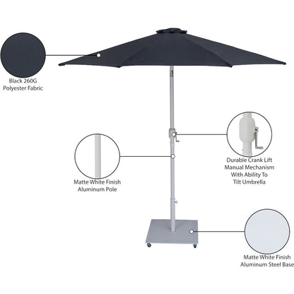 Fiji Black Fabric / Matte White Aluminum Patio Umbrella with Base Sets