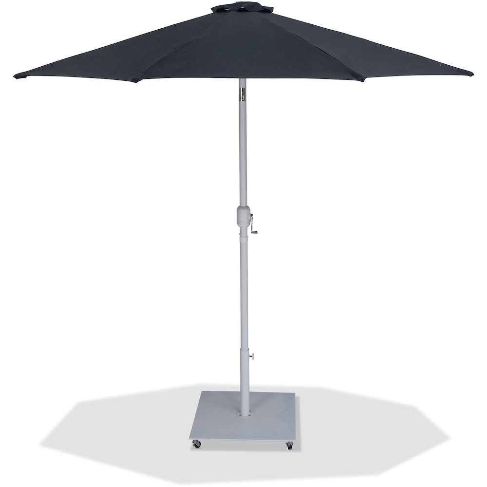 Fiji Black Fabric / Matte White Aluminum Patio Umbrella with Base Sets