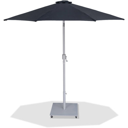 Fiji Black Fabric / Matte White Aluminum Patio Umbrella with Base Sets
